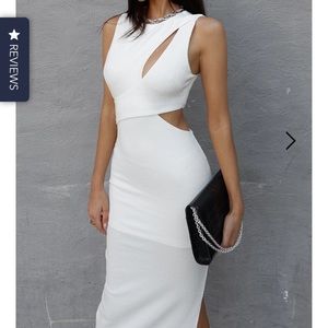 White Midi Dress w thigh slit